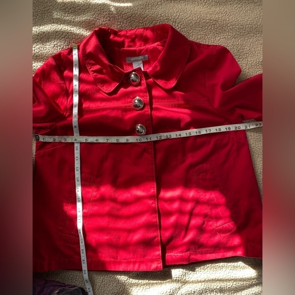 Ann Taylor, Red Cropped Jacket with three Silver Buttons, Size: Medium - Picture 3 of 10